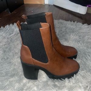 Brown & black platform boots